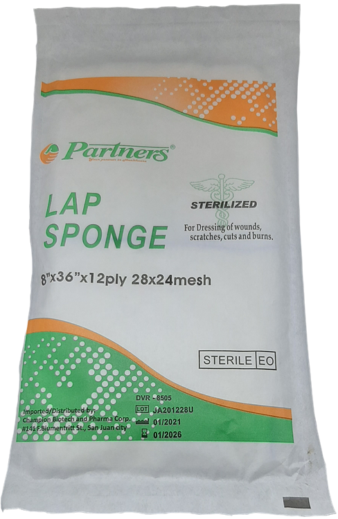 Lap Sponge with X-ray Line Sterile (8 x 36 x12) (28x24 Mesh) (Sold per pack)