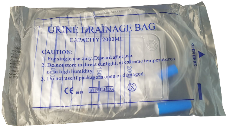 Urine Bag w/ Hook (2000mL / 2 Liters) Sterile Single use (Winguard)