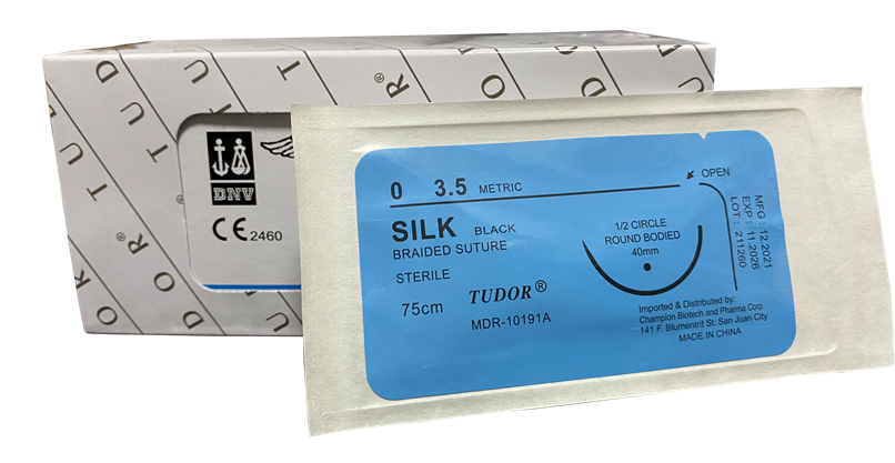 Suture Silk BRAIDED SUTURES - Sutures Silk Round 0 40mm (Tudor)