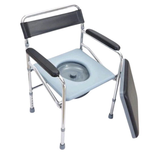 Commode Chair - Full Foam Black Leather Heavy Duty Black thumb