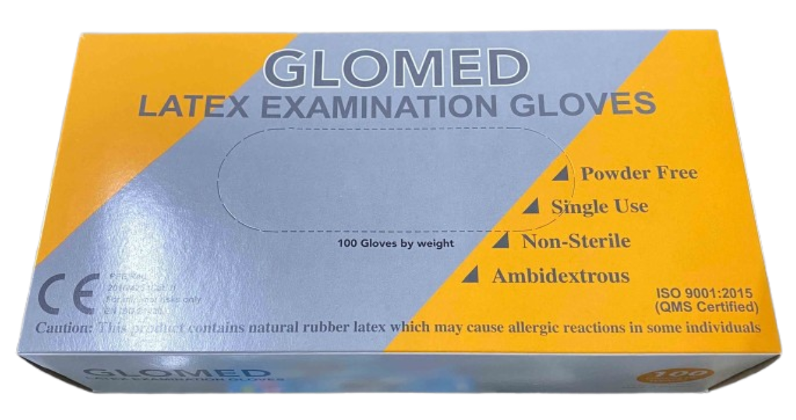 Latex Gloves ( Extra Small ) Powder Free Non-Sterile 100pcs/box (Yellow Box) (Glomed)