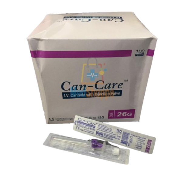 IV Cannula with Injection Valve G. 26 (10 PIECES) (Can-Care)