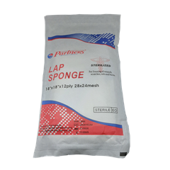 Lap Sponge with X-ray Line Sterile (18 x 18 x 12) (28x24 Mesh)  (Sold per pack)
