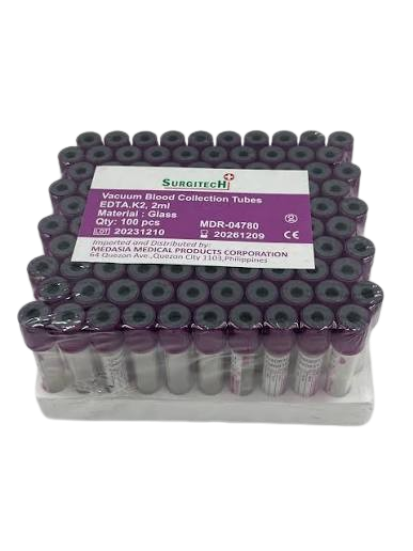 Vacuum Blood Collection Tube Purple Top K2 EDTA (2ml)